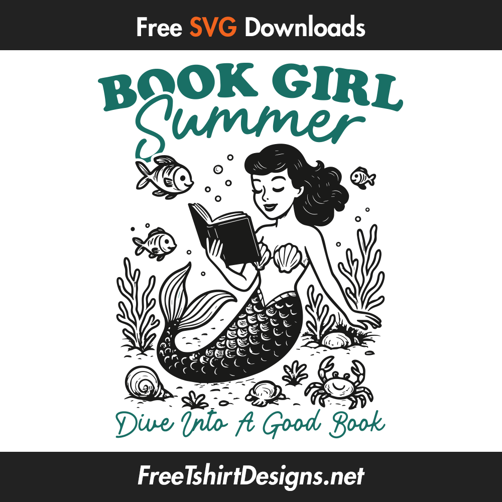 book girl summer svg vector